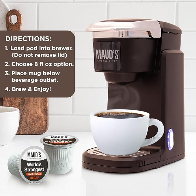 Maud's Decaf Dark Roast and Decaf Medium Roast Coffee Pods Bundle, 54 ct, Decaffeinated Coffee in Recyclable Single Serve Pods – 100% Arabica Coffee, Compatible with Keurig K Cups Maker