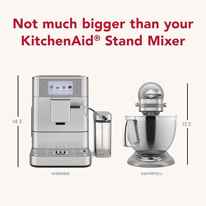 KitchenAid Fully Automatic Espresso Machine KF8 with Milk Attachment and Plant Based Milk Options, KES8558SX, Stainless Steel