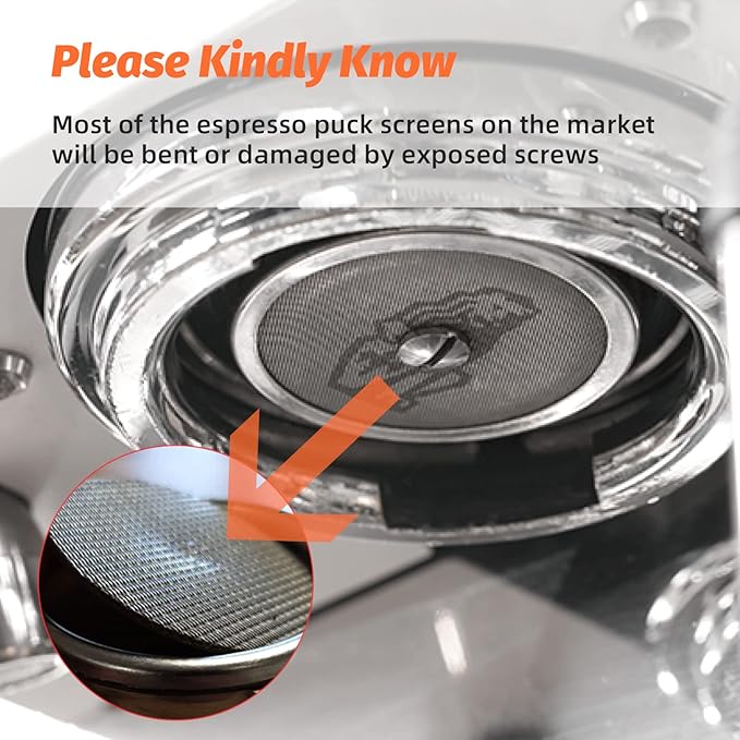 MHW-3BOMBER 58.5mm Espresso Puck Screen Metal Espresso Filter Reusable Coffee Filters for 58mm Portafilter Basket 0.8mm Thickness Titanium Coating Black FG5588-OS