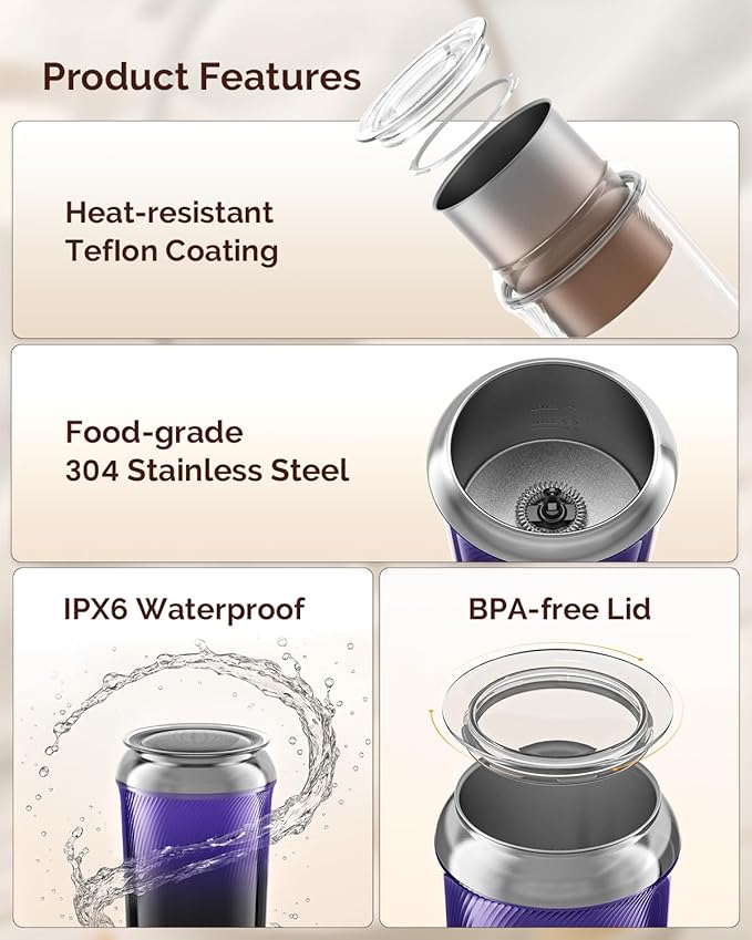 Maestri House Milk Frother, 3-in-1 Hot & Cold Mik Frothing Steamer, 8.12OZ/240ML Touch Control Foam Maker, Compact Space-saving Design for Latte, Cappuccino and Warm Milk