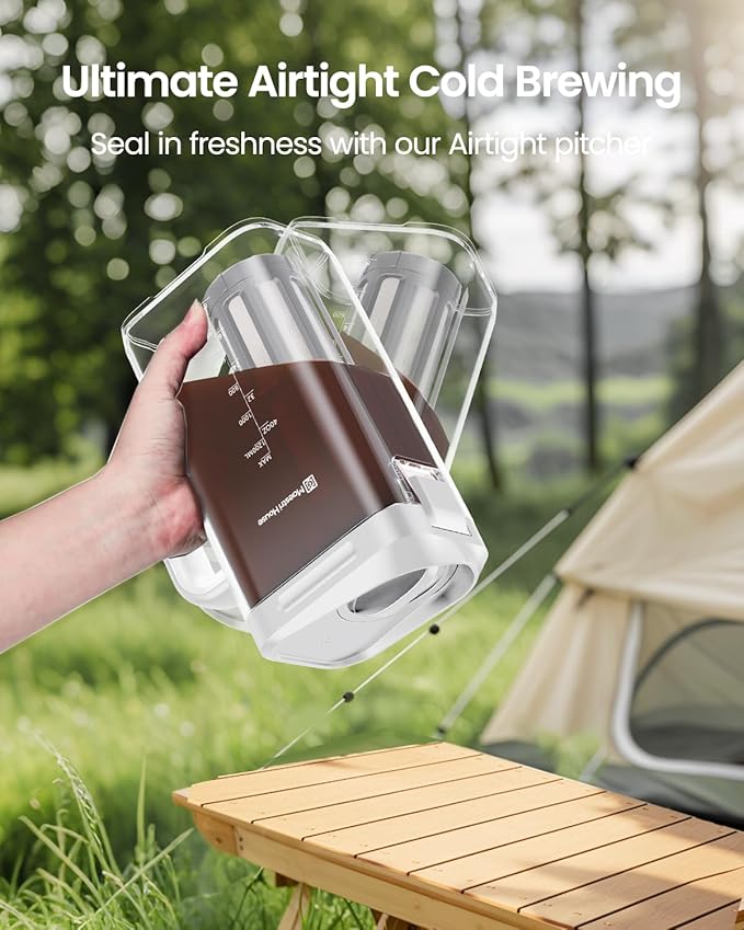 Maestri House Compact Cold Brew Coffee Maker, 40oz Iced Tea and Coffee Maker Brewer Space Saving Tritan Pitcher, 350 Mesh Filter, 100% Leak-Proof