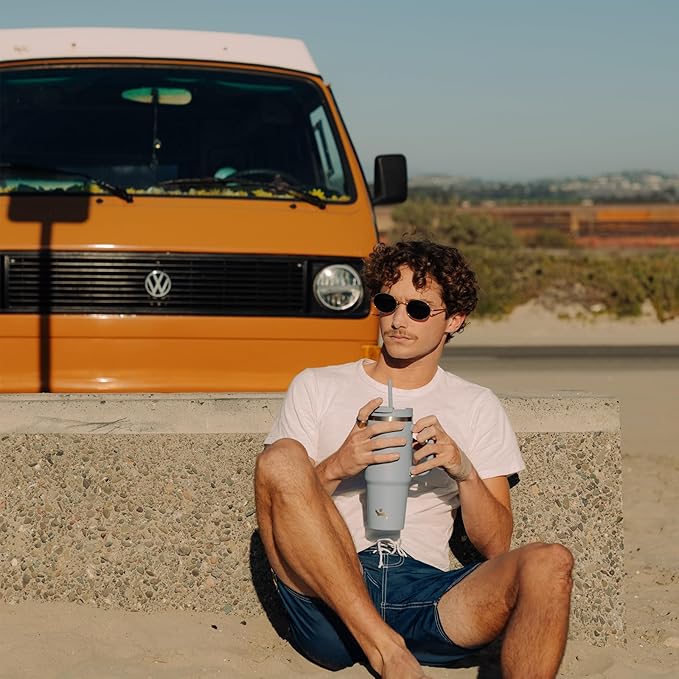 30 oz Tumbler with Handle and 2 Straws,2 in 1 Lid Insulated Water Bottle Stainless Steel Travel Coffee Mug,Lavender Green