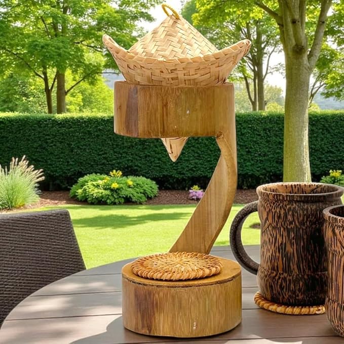 Bamboo Coffee Drip Set, 4" Basket with Lid + 2 Cups and 2 coasters + Bamboo Design Drip Base, Eco-Friendly Pour-Over Coffee Kit, Sustainable Brewing Accessories