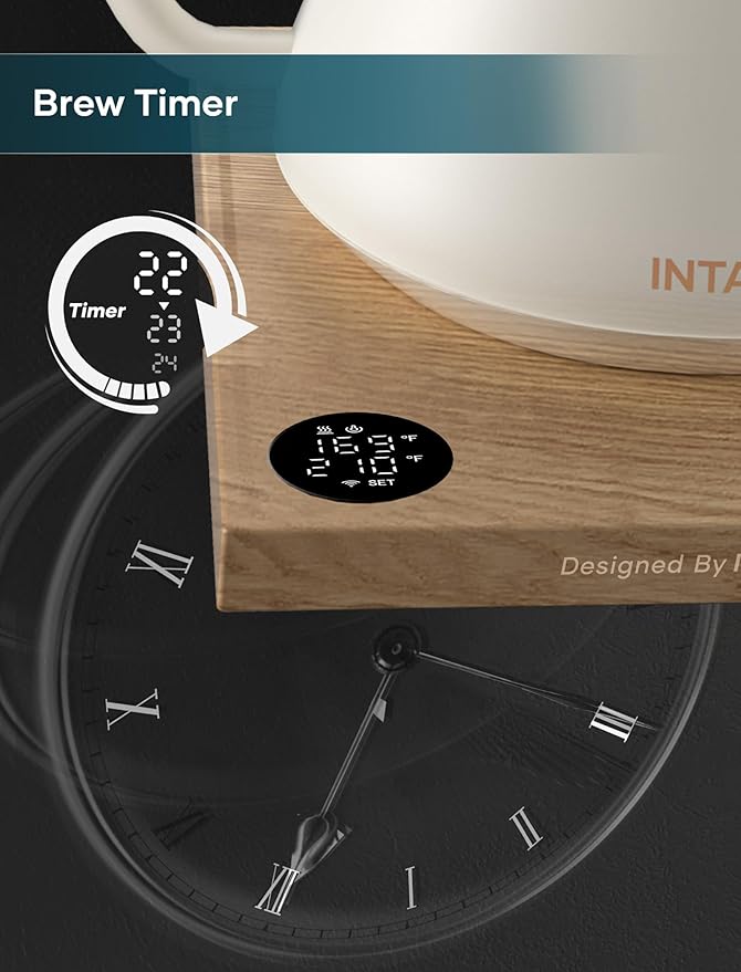 Electric Kettle, Gooseneck Electric Kettle, ±1℉ Precise Temperature Control, Stainless Steel Interior, Quick Heating for Pour Over Coffee, Tea & Boiling Water, 0.9L (Cream White)