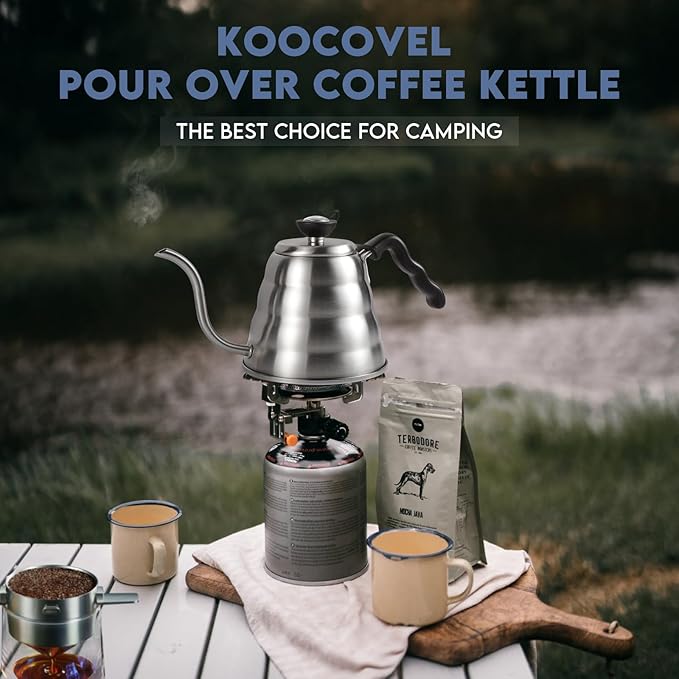 Pour Over Coffee Maker, 1.2L/40oz, Stainless Steel Gooseneck Kettle with Thermometer and 40pcs Filter Papers