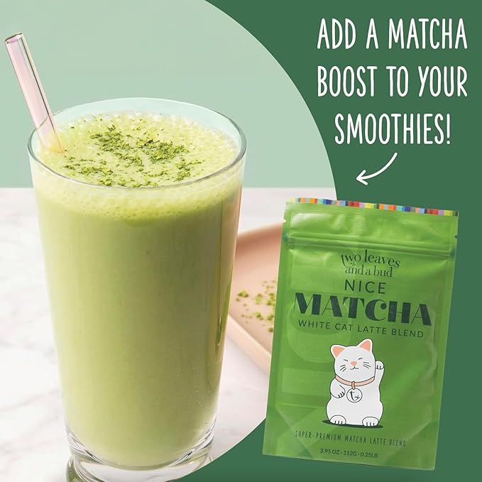Two Leaves and a Bud Nice Matcha Latte Blend (8 Servings), Japanese Matcha Green Tea Powder, 1 Resealable Bag, 112g (3.95oz)