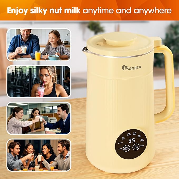 IAGREEA 8 in 1 Automatic Nut Milk Maker Machine, 35 oz Electric Blender for Homemade Milkshake, Almond, Walnut, Rice, Plant-Based, Almond Milk Maker Machine for Baby Food With Delay start/Self Clean