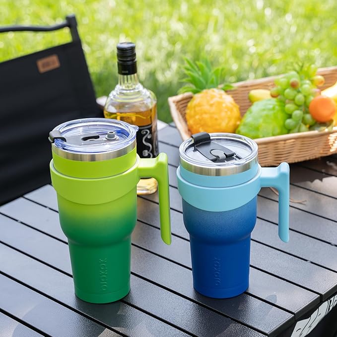 BJPKPK 30 oz Tumbler With Handle Stainless Steel Insulated Tumblers With Lid And Straw For Women,Lavender Green