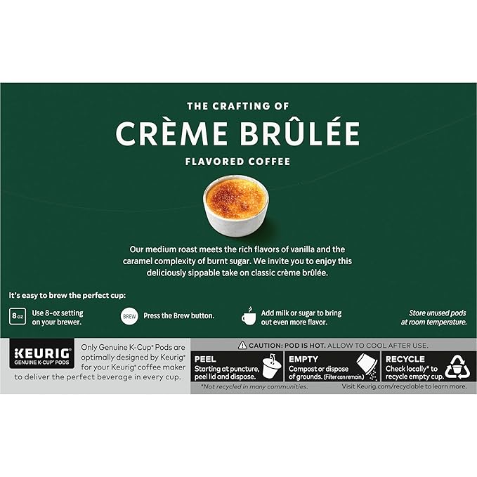 Starbucks K-Cup Coffee Pods, Crème Brûlée Flavored Coffee, Naturally Flavored, 100% Arabica, 6 boxes (60 pods total)