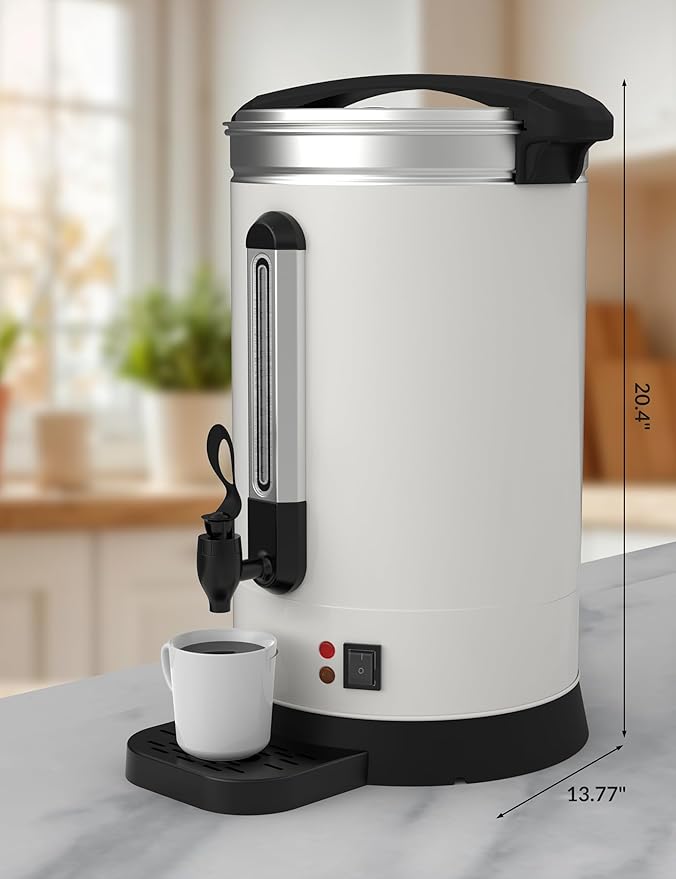 GarveeHome 80 Cups Coffee Urn,12L/3.2 Gallon Double Wall Commerical Coffee Maker for Buffet Catering Wedding Gathering,Large Capacity Hot Coffee Dispenser,Stainless Steel Hot Water Urn
