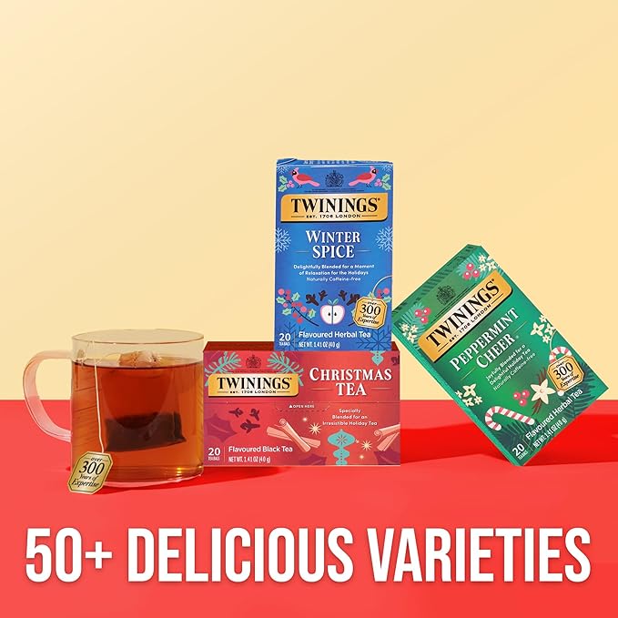 Twinings Winter Spice Herbal Tea Individually Wrapped, 20 Count (Pack of 6), Includes Camomile, Apple, Cinnamon, & Clove, Naturally Caffeine-Free, Enjoy Hot or Iced