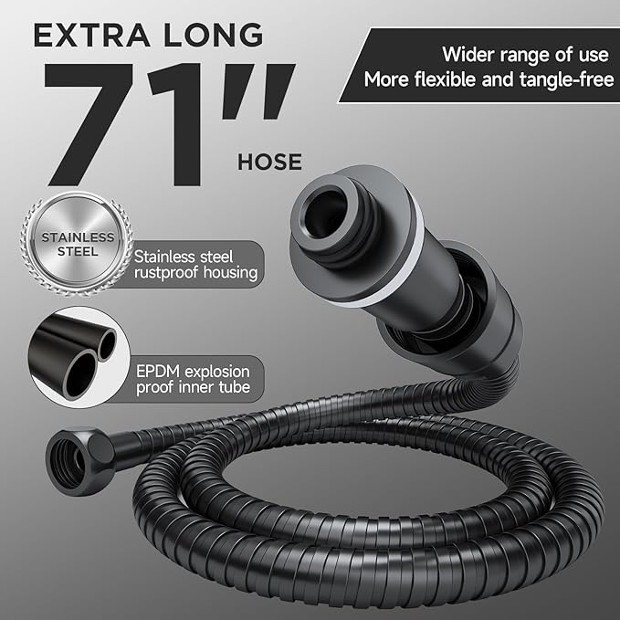 Veken Wide Rain Shower Head with Multi-Modes Handheld Water Spray,High Pressure Showerhead Combo with Arm for Bathroom Accessories,Home Decor Adjustable Dual Shower with Anti-Clog Nozzles,Matte Black