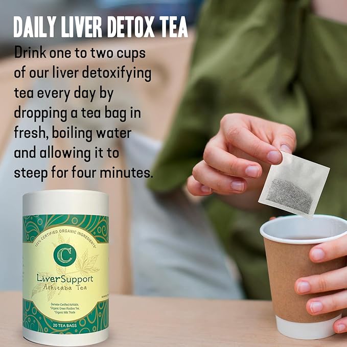 Dr. Cowan’s Garden Organic Ashitaba Herbal Tea, 20 Tea Bags - Liver Detox Rooibos Tea Bags with Milk Thistle, Calming Liver Support & Cleanse for Health and Well-Being, Ashitaba Herbs Grown in the USA