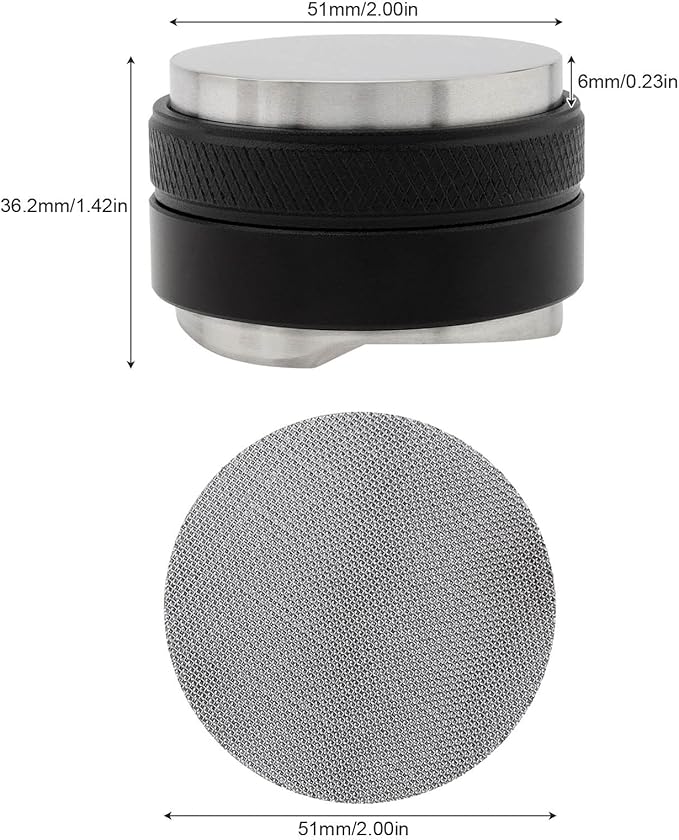 51mm Coffee Distributor & Tamper, Dual Head Coffee Leveler and Espresso Puck Screen Fit for 51mm Breville Portafilter, Adjustable Depth Professional Barista Espresso Hand Tamper for Espresso Machine