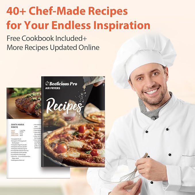 Beelicious 5.8QT Large Air Fryer, 12-in-1 Digital Airfryer with Clear Window, 40+ Recipes, Flavor-Lock Tech, Shake Reminder, Compact, Quiet, Dishwasher Safe, Nonstick, Fit for Family of 2-5, Black