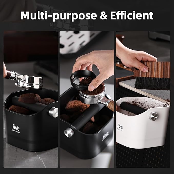 Espresso Knock Box - Bincoo Espresso Machine Knock Box/Espresso Grounds Knock Box, Barista Style Coffee Knock Box for Grounds with Removable Shock-Absorbent Knock Bar and Anti-Slip Base. (Green)