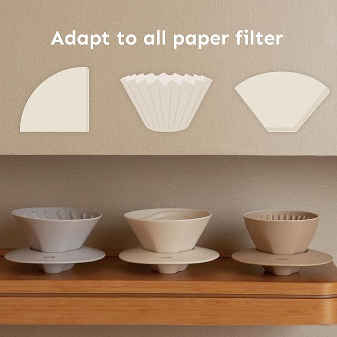 Palatti Universal Pour Over Coffee Drippers (Set of 3), Porcelain Ceramic Pour Over Coffee Maker Set, Adapt to All Paper Filters, Interchangeable Design Brings 11 Brewing Profiles, 1-4 cups