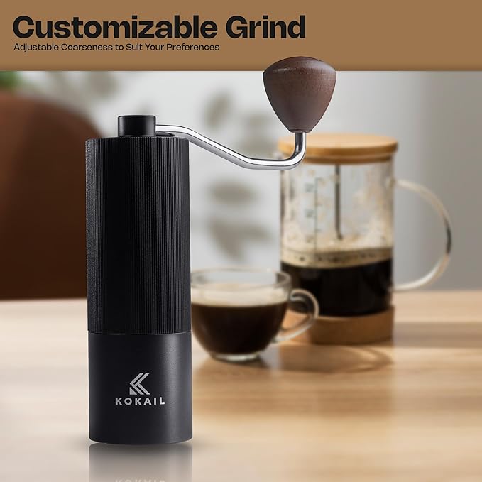 7- Star Manual Burr Coffee Grinder - Premium 420 Stainless Steel Coffee Hand Grinder with 30 g Capacity - Adjustable Coarseness for Espresso, Drip Coffee, and French Press - Easy to Clean