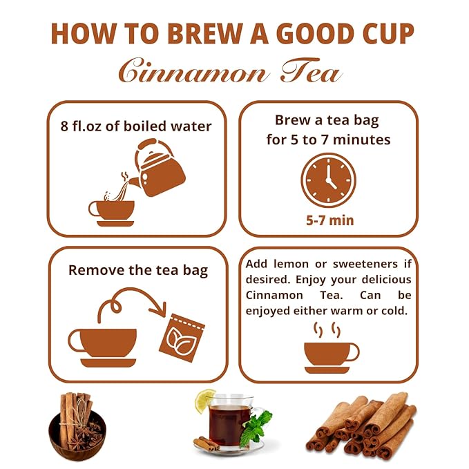 VIDA FARM 125 Cinnamon Tea Bags, 100% Natural Herbal Cinnamon Tea Bags, No Additives, No Caffeine, No Sugar