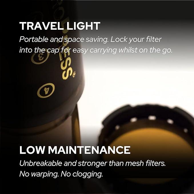 Filters for use in AeroPress Go/AeroPress Coffee Makers (Fine & Superfine) - Premium Replacement Disc - Reusable Metal, Titanium Coated Stainless Steel. Upgrade Mesh or Filter Papers