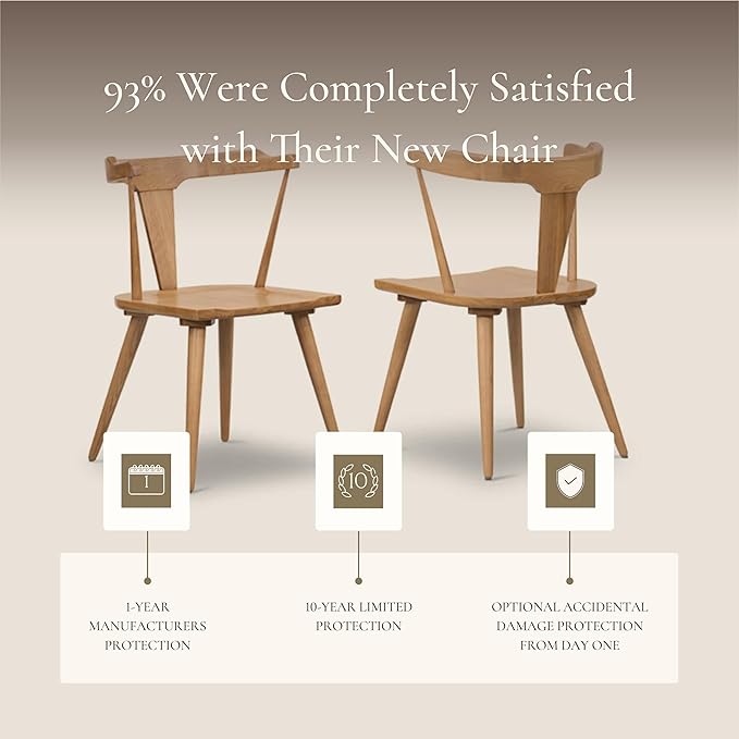 Poly & BARK Mid Century Modern Enzo Oak Dining Chair – Solid Oak Wood Splat Back Chair, 18" Seat Height, 32" Tall – Stylish MCM Kitchen & Dining Room Chair