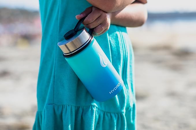 HYDRO CELL Stainless Steel Insulated Water Bottle with Straw - For Cold & Hot Drinks - Metal Vacuum Flask with Screw Cap and Modern Leakproof Sport Thermos for Adults (Teal/Blue 14oz)