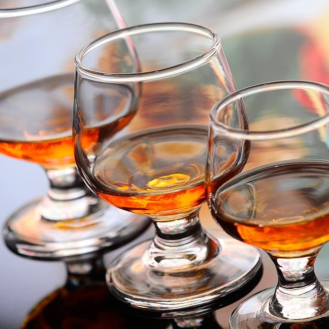 Shot Glass Set of 6 - Clear Cute Shot Glasses, Perfect for Tasting Brandy, Glass Snifters