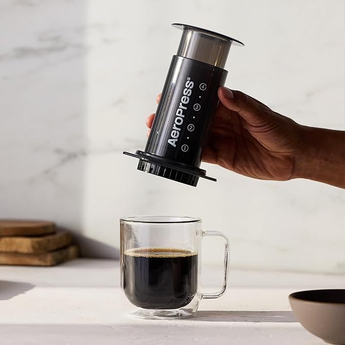 AeroPress Original Coffee and Espresso-style Maker, Barista Level Portable Coffee Maker with Chamber, Plunger, & Filters, Quick Coffee and Espresso Maker