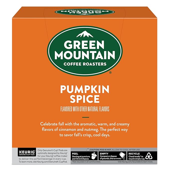 Green Mountain Coffee Roasters Seasonal Selections Pumpkin Spice, Keurig Single-Serve K-Cup Pods, Light Roast Cofee, 32 Count (Pack of 2)