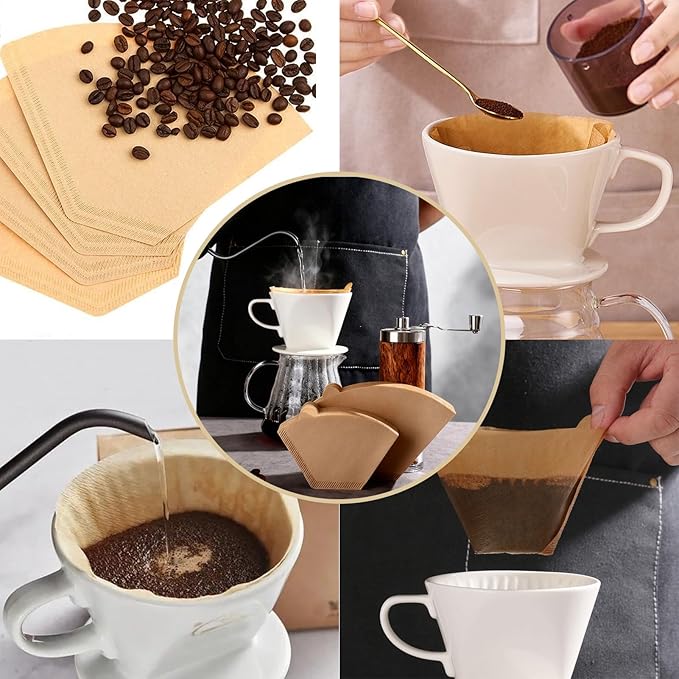 #2 Coffee Filters 02 Cone Paper 100 Count 2-6 Cups Coffee Filter Unbleached Disposable Paper Fits for Ninja, Drip and Pour Over Coffee Maker