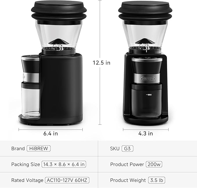 HIBREW G3 Coffee Grinder, 31 Levels of Accuracy Settings, Electric Burr Grinder for Espresso/Mocha/Drip Coffee/Pour Over