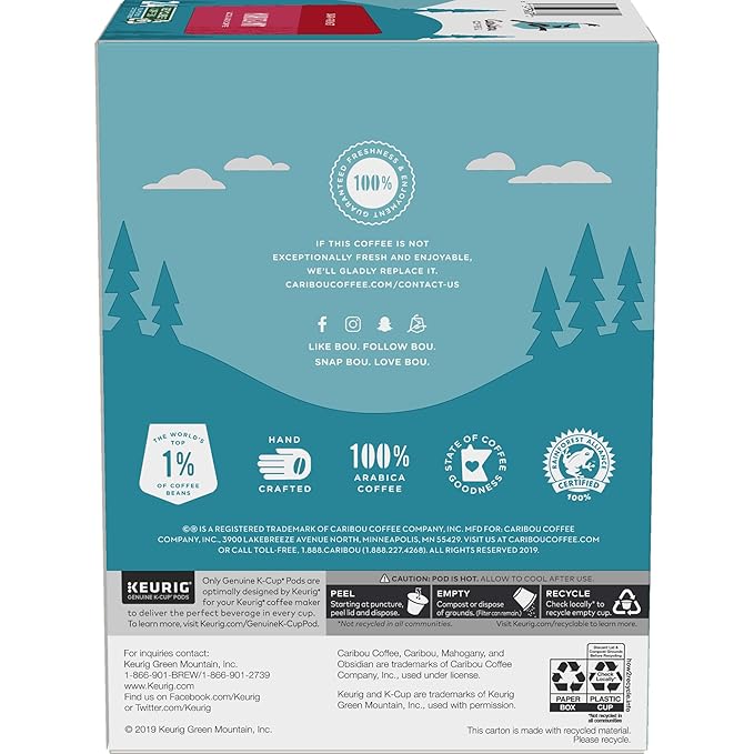 Caribou Coffee Mahogany Keurig Single-Serve K-Cup Pods, Dark Roast Coffee, 96 Count (Pack of 4)