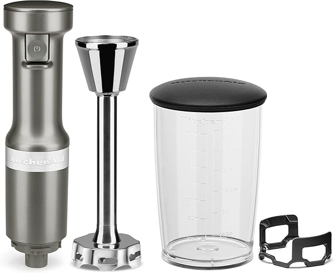 KitchenAid 13-Cup Food Processor, Black Matte & Variable Speed Corded Hand Blender KHBV53, Contour Silver
