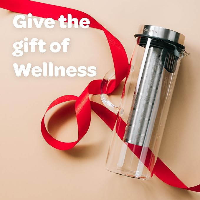 Cold Brew Coffee Maker - Large Glass Infusion Pitcher 1.6 Quarts 52oz - Iced Coffee & Iced Tea Pitcher with Stainless Steel Lid & Fruit Infusion Tube - Perfect for Home or Office