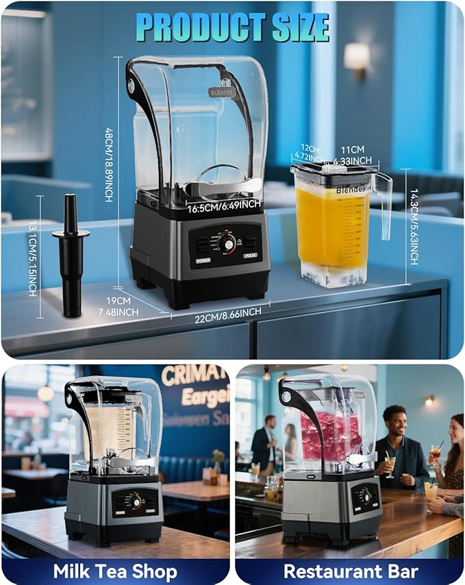 2025 Upgrade Commercial Blender | SGS German Super Motor 2800W| Dishwasher Safe | 6-Piece Japanese Blades, 3-Second Quick Ice Crushing |Quiet Blender for Juices and Smoothies, New