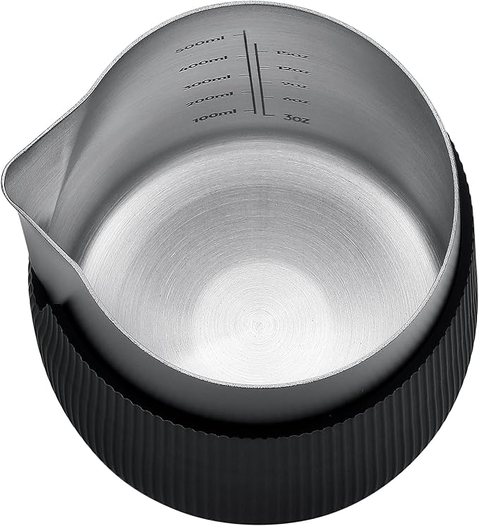 Normcore Handleless Milk Pitcher - Espresso Steaming Pitcher with Round Spout - 18/8 Stainless Steel Milk Frothing Jug, Black Non-Stick - Coffee Latte Frothing Pitcher - 20.3 oz (600 ml)