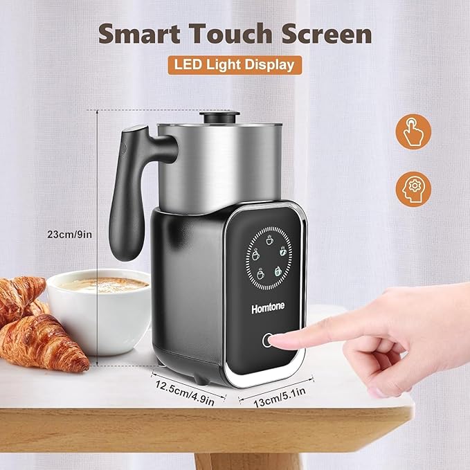 Homtone 5-in-1 Induction Milk Frother, 21oz Removable Automatic Milk Frother Dishwasher Safe for Latte, Hot Chocolate, and Hot and Cold Milk Froth, Chocolate Milk