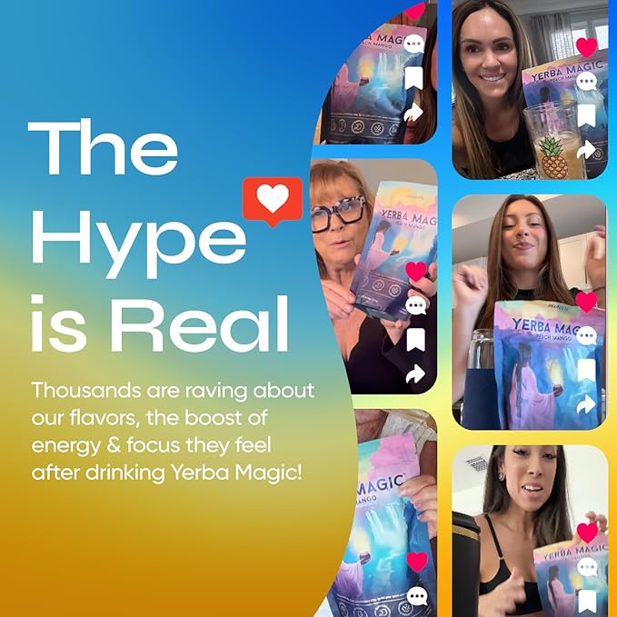 Yerba Magic - Yerba Mate Instant Tea Powder, 3-in-1 Super Drink - Clean Energy, Brain Fog Buster, and Gut Health Powered by Nootropics, Prebiotics & Probiotics | Pina Colada 30 Servings