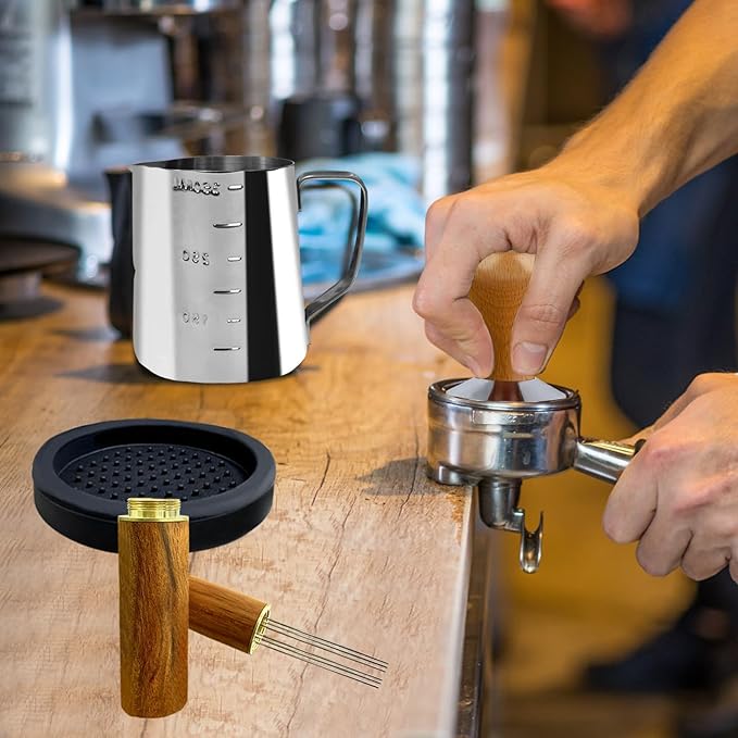 22 PCS Coffee Espresso Tamper Set, 51mm Espresso Accessories with Espresso Tamper, WDT Tool, Coffee Stirrer, Frothing Pitcher, Latte Art Pen, Tamper Mat, Coffee Stencils for Espresso Machine