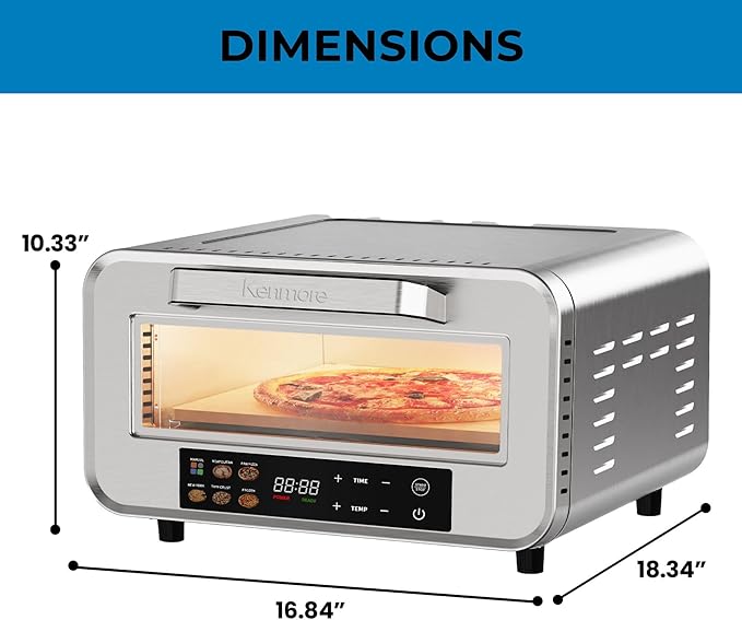 Kenmore indoor pizza oven - personal countertop electric ovens for home kitchen & restaurant, cook solo large 12” nonstick Pizzas horno de