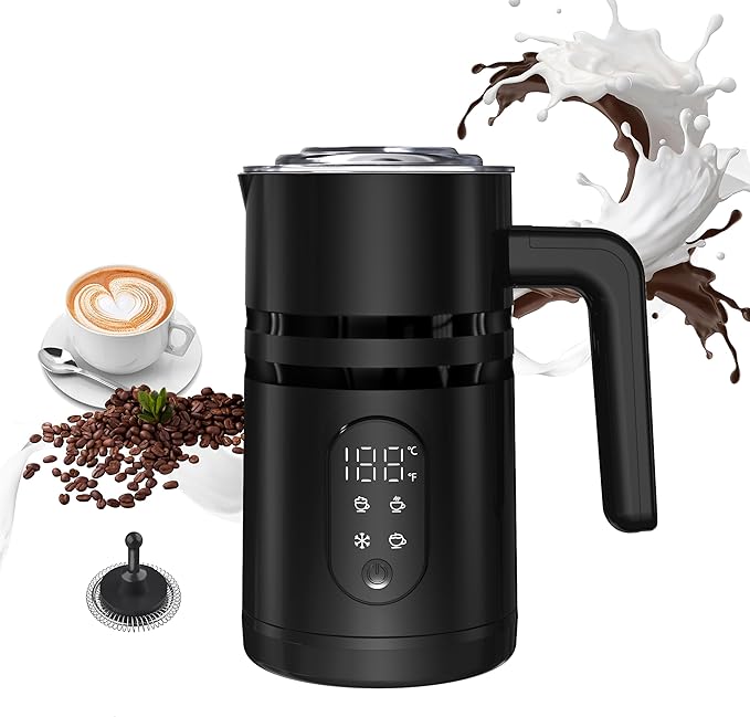 Milk Frother and Steamer, 19.9 OZ Detachable Milk Frother for Coffee with Temperature Display, 4 in 1 Large Capacity Automatic Warm and Cold Foam Maker for Coffee, Latte, Cappuccino