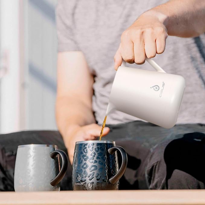 Ideus Insulated Pour Over Coffee Maker 20oz, Stainless Steel Coffee Pot Pour Over Set Camping Coffee Carafe BPA-Free with Dripper for Home, Office & Camping (White)