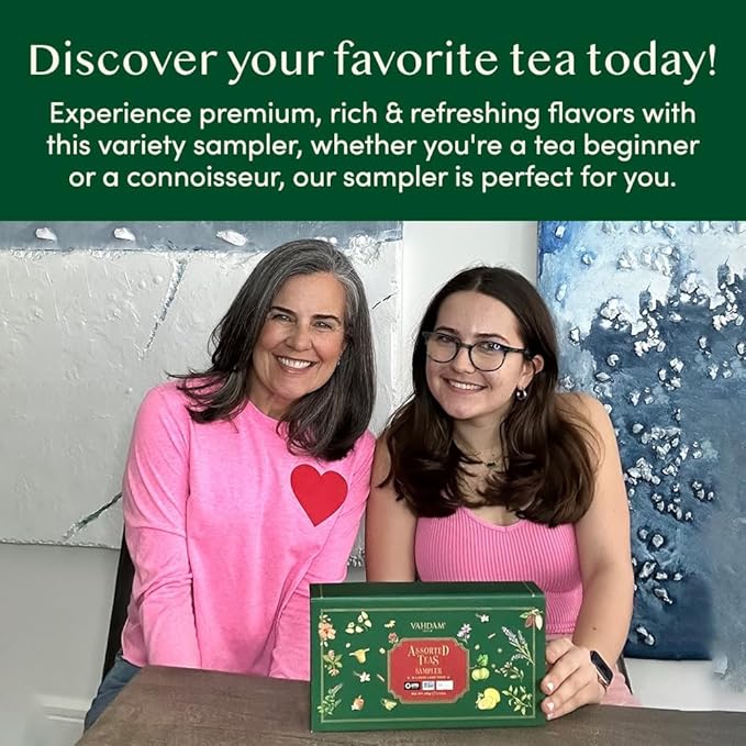 VAHDAM, Assorted Loose Leaf Tea Gift Set (10 Flavors) Gift Ideas for Women & Men | Herbal Tea, Green Tea, Chai Tea & Black Tea Sampler| Non-GMO, Gluten Free | Gifts for Him/Her