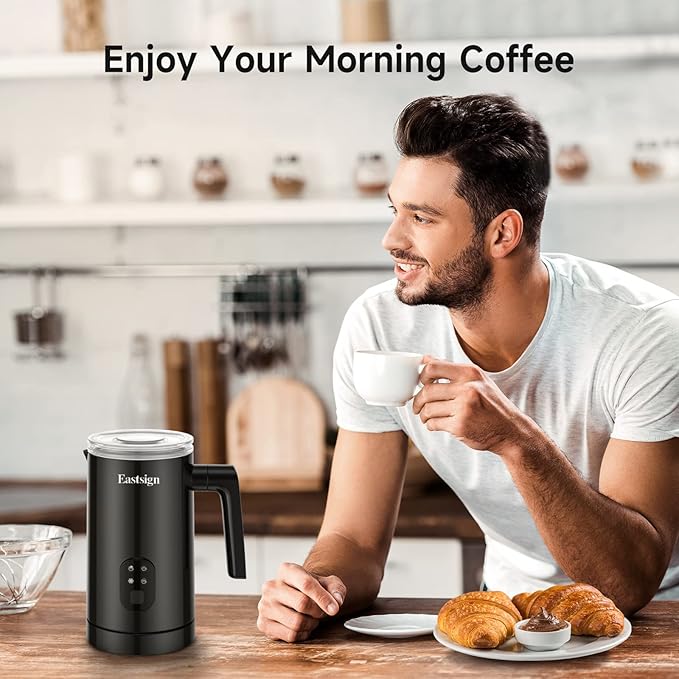 Milk Frother, Milk Steamer for Coffee, 4 in 1 Electric Milk Frother and Steamer, Warm and Cold Foam Maker, Hot Chocolate Maker, Milk Warmer, 12oz/350ml Frother for Latte, Cappuccino, Matcha