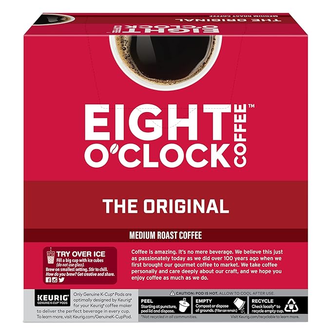 Eight O'Clock Coffee The Original, Keurig Single Serve K-Cup Pods, Medium Roast, 32 Count (Pack of 3)