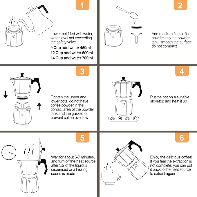 Aluminum 14 Cup 700ml Moka Pot Express Coffee Maker Stovetop Espresso Percolator Coffeemaker Italian Classic Style Brewing Greca Cafe Mocha Machine for Cafeteras Lover Camping Travel and Home Use 24oz