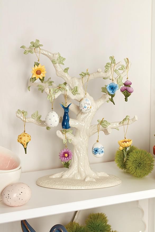 Lenox 893394 Floral Easter 10-Piece Ornament & Tree Set, Spring Home Decor