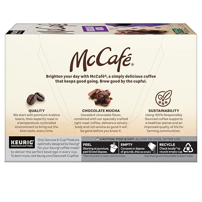 McCafe Chocolate Mocha, Single Serve Coffee Keurig K-Cup Pods, Flavored Coffee, 60 Count, (6 Packs of 10)