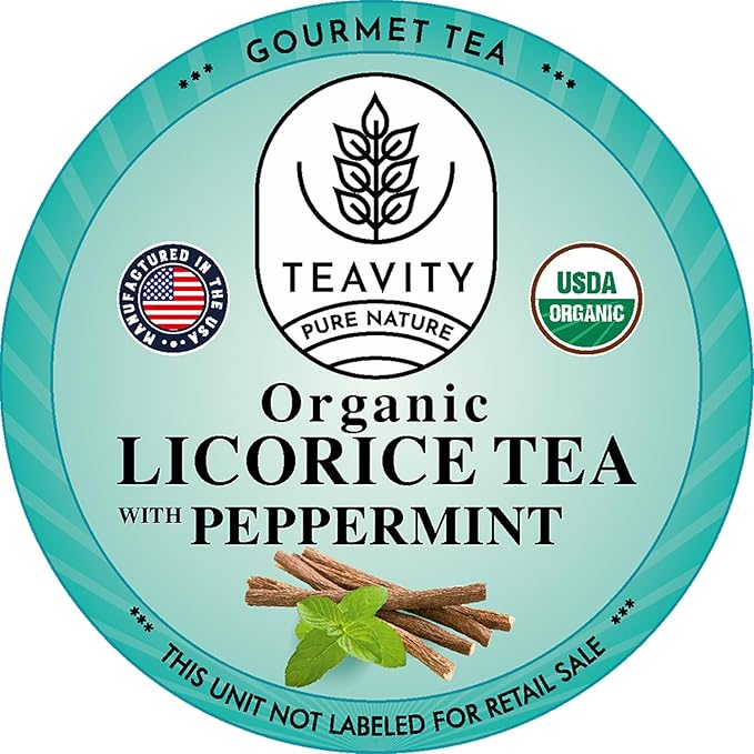 Organic Licorice Mint Tea Pods for Keurig - Natural Decaf Peppermint Tea by Teavity (24 Tea Pods)