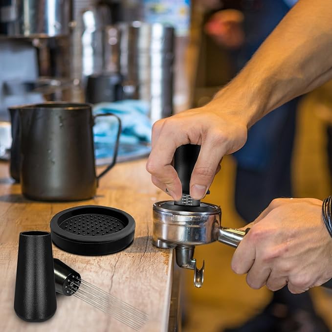 51mm Espresso Accessories Kit, Coffee Tamper Set, Spring Loaded Calibrated Tamper, WDT Tool Espresso and Tamper Mat, 51mm Espresso Tamper Kit for Espresso Coffee Machines, Barista Kit